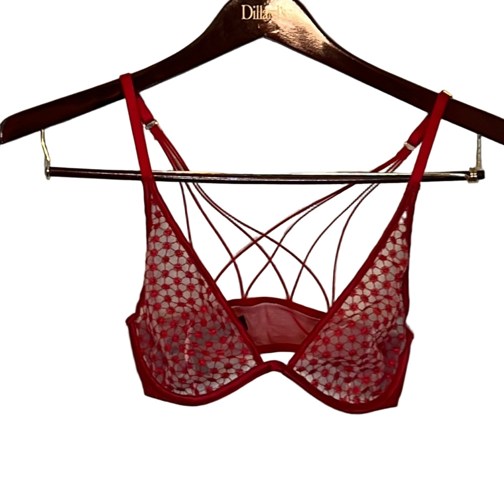 Victoria's Secret Red Unlined Plunge Bra 32D